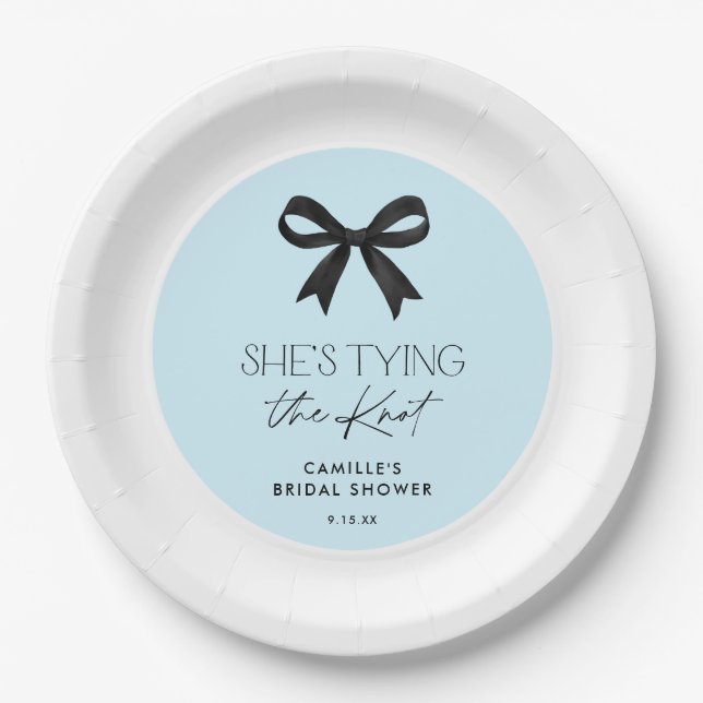Assiettes En Carton Bleu Elle noue le Wedding shower de la ceinture (Devant)