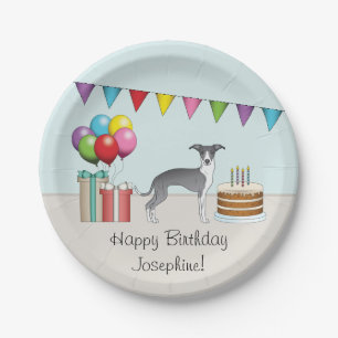Assiettes En Carton Bleu et blanc Anniversaire coloré Greyhound italie