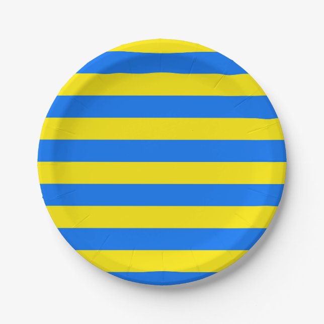 Assiettes En Carton Bleu et jaune (Devant)
