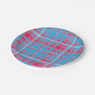 Assiettes En Carton Bleu et rouge de tartan