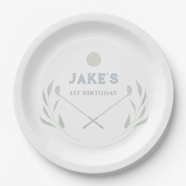Assiettes En Carton Bleu Golf Anniversaire Plaques papier (Devant)