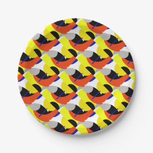 Assiettes En Carton Bleu jaune Art Abstrait