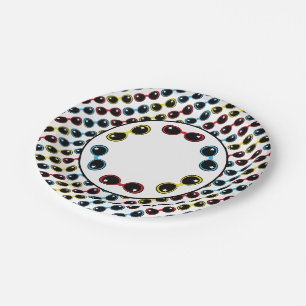 Assiettes En Carton Bleu jaune rouge de rétros tonalités primaires d