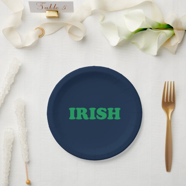 Assiettes En Carton bleu marine irlandais moderne Saint Patrick's Day (Mariage)