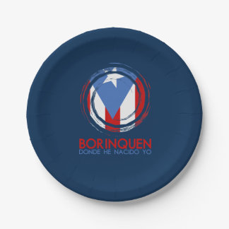 Assiettes En Carton Bleu marine Porto Rico Borinquen