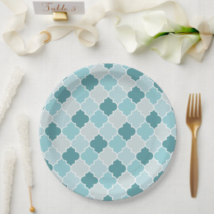 Assiettes En Carton Bleu Marocain Trellis, Lattes, Quatrefoil