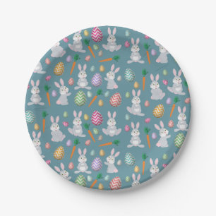 Assiettes En Carton Bleu mignon lapin lapin Motif