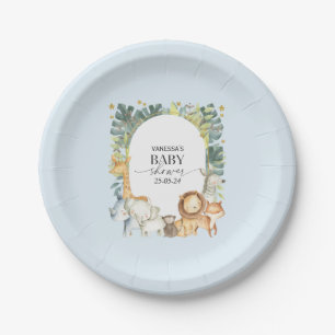 Assiettes En Carton Bleu mignon safari garçon baby shower plaque en pa