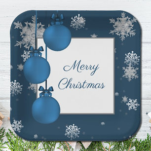 Assiettes En Carton Bleu ornements de Noël Plaque en papier