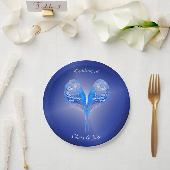 Assiettes En Carton Bleu pâle sur bleu nuit (Mariage)