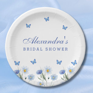 Assiettes En Carton Bleu papillon Floral Fleur sauvage Fête des mariée