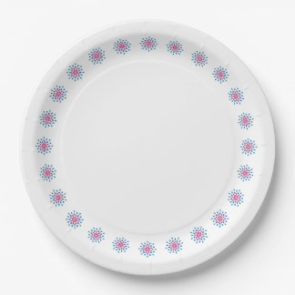 Assiettes En Carton Bleu, pourpre et rose