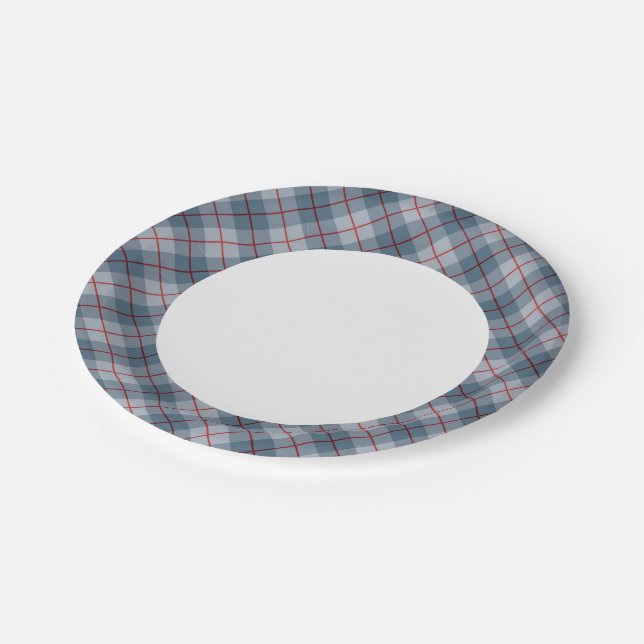 Assiettes En Carton Bleu-rouge de la bande de plaid (Angle)