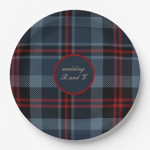 Assiettes En Carton bleu rouge noir écossais celtique tartan motif