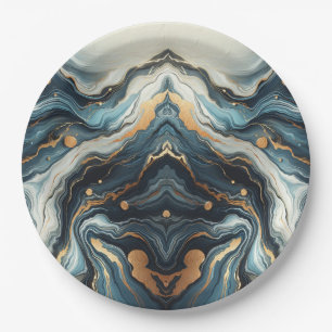 Assiettes En Carton Bleu sarcelle or agate moderne glamour élégant mar
