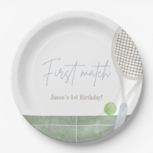 Assiettes En Carton Bleu Tennis Premier Anniversaire Garçon Prépa Clas