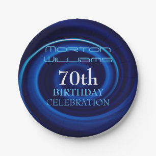 Assiettes En Carton Bleu Vortex 70e Anniversaire Plaque papier de cél