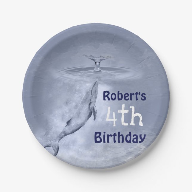 Assiettes En Carton Bleue Bleue Cute Quatrièmement Anniversaire (Devant)