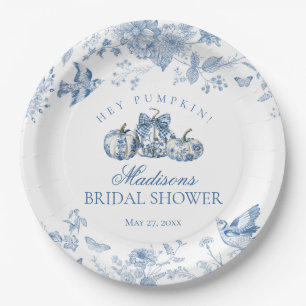Assiettes En Carton Bleue Toile Citrouille Floral Mariage d'Automne Fr