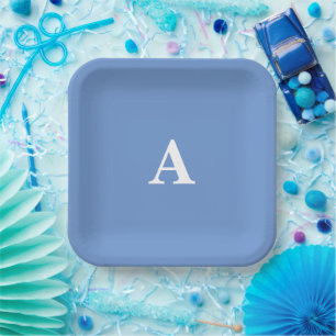 Assiettes En Carton Bleus de bleuets Monogrammes Baby Shower Anniversa