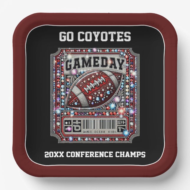 Assiettes En Carton Bling Football Party Big Game Bowl Jeu Ticket (Recto)