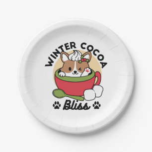 Assiettes En Carton Bliss de cacao d'hiver - Chien mignon en mode Mug