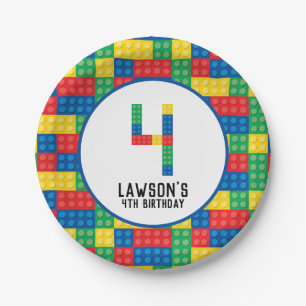 Assiettes En Carton Blocs de construction Plaques de papier 4e anniver