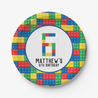 Assiettes En Carton Blocs de construction Plaques de papier 6e anniver