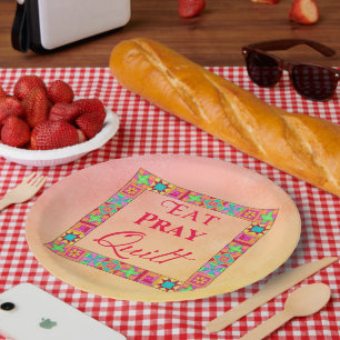 Assiettes En Carton Blocs de courtepointe Bordure Manger courtoisie Co