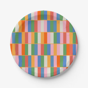 Assiettes En Carton Blocs longs Motif Pop coloré