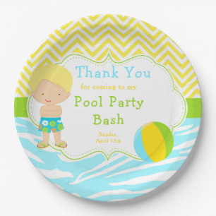 Assiettes En Carton Blonde Hair Boy Pool Party Bash Party