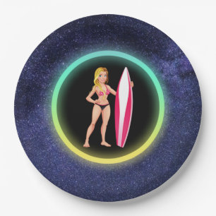 Assiettes En Carton Blonde Surfer Adolescent Girl Galaxy