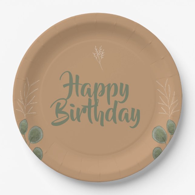 Assiettes En Carton Bloom & Celebrate Floral Happy Birthday (Devant)