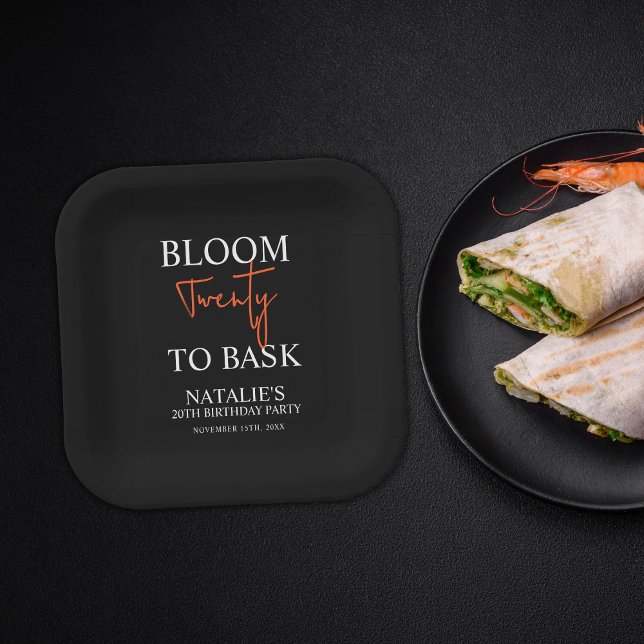 Assiettes En Carton Bloom Vingt à Bask I Black Adult Anniversaire Part (Créateur téléchargé)