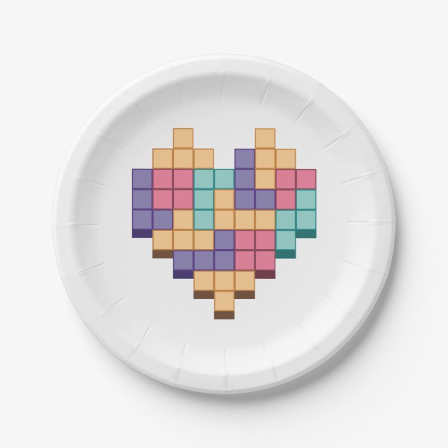 Assiettes En Carton Bloquer le style du coeur du jeu (Devant)