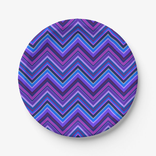 Assiettes En Carton Blue and purple zigzag (Devant)