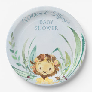Assiettes En Carton Blue Baby Lion Club Dusty Blue Baby shower