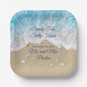 Assiettes En Carton Blue Beach Waves Sandy Toits Plaque Carré en papie