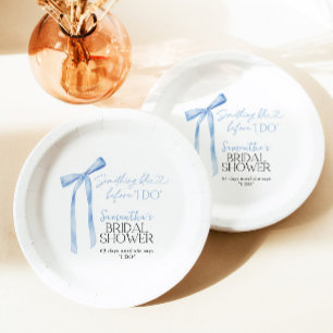 Assiettes En Carton Blue Bow Quelque chose de bleu avant que je fasse