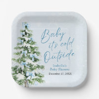 Blue Bows Boy Baby It's Cold Outside Baby shower
