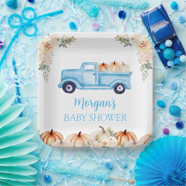 Assiettes En Carton Blue Boy Little Citrouille Cute Baby shower (Fête)