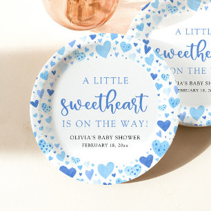 Assiettes En Carton Blue Boy Petit amour Valentine Baby shower