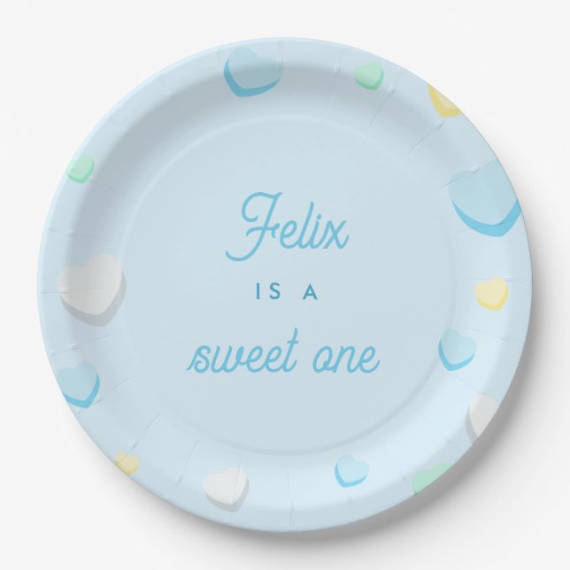 Assiettes En Carton Blue Boy Sweet One First Birthday Plates (Devant)