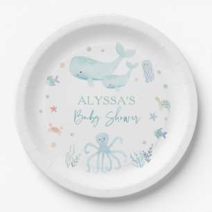 Assiettes En Carton Blue Boy Under the Sea Baby shower