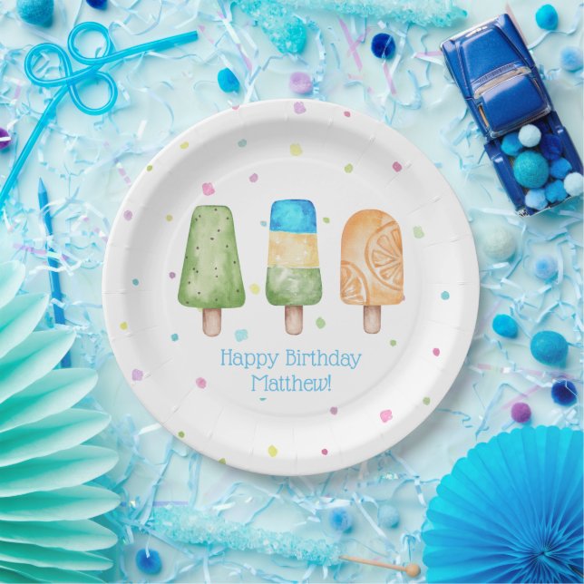 Assiettes En Carton Blue Boys Summer Popsicle fête d'anniversaire (Fête)