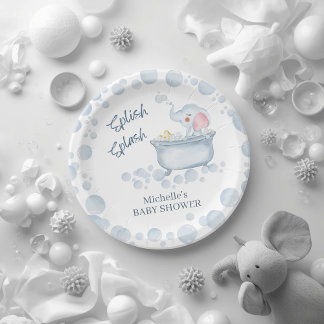 Assiettes En Carton Blue Bubble Bath Animal Baby Shower