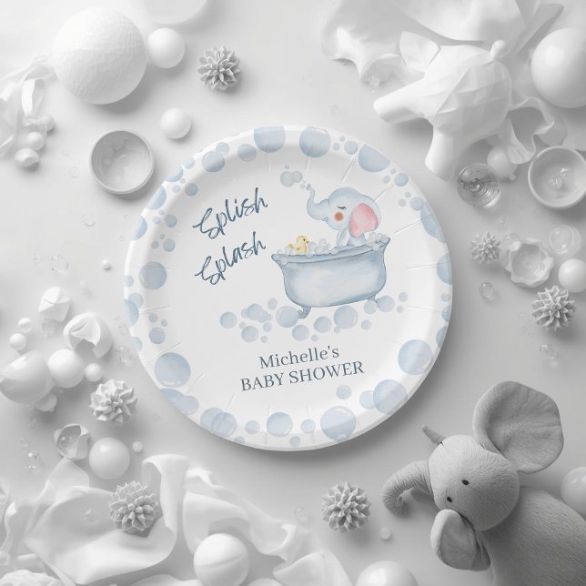 Assiettes En Carton Blue Bubble Bath Animal Baby Shower (Créateur téléchargé)