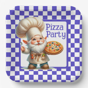 Assiettes En Carton Blue Check Pizza Party