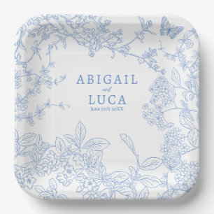 Assiettes En Carton Blue Chinoiserie Toile de Jouy Mariage Date de sau