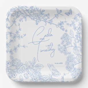 Assiettes En Carton Blue Chinoiserie Toile de Jouy Mariage Date de sau